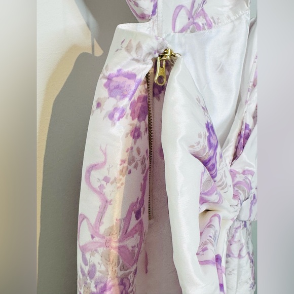 LoveShackFancy Till French Lilac White Sateen Bow Back Dress Size 12 NWT - Picture 11 of 16